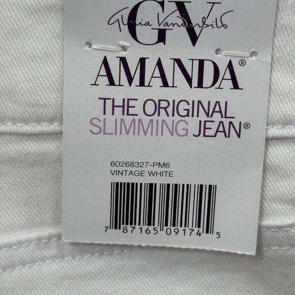 Gloria Vanderbilt Womens Slimming Amanda Jeans 14S Vintage White Cotton Blend - Picture 3 of 8
